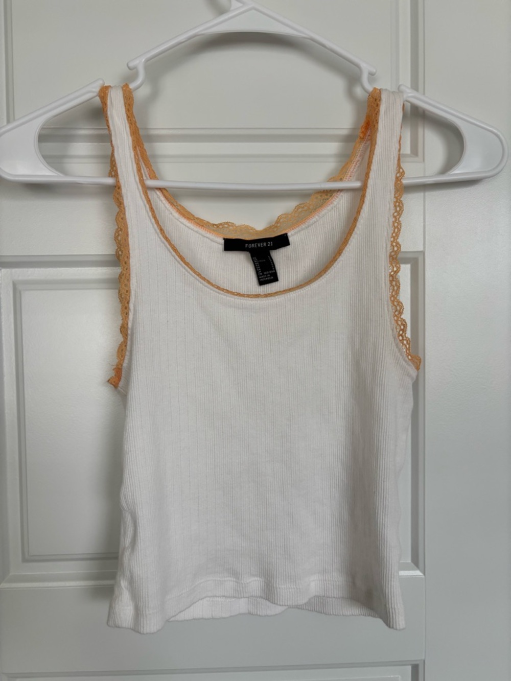 White and Orange Lace Tank Top
